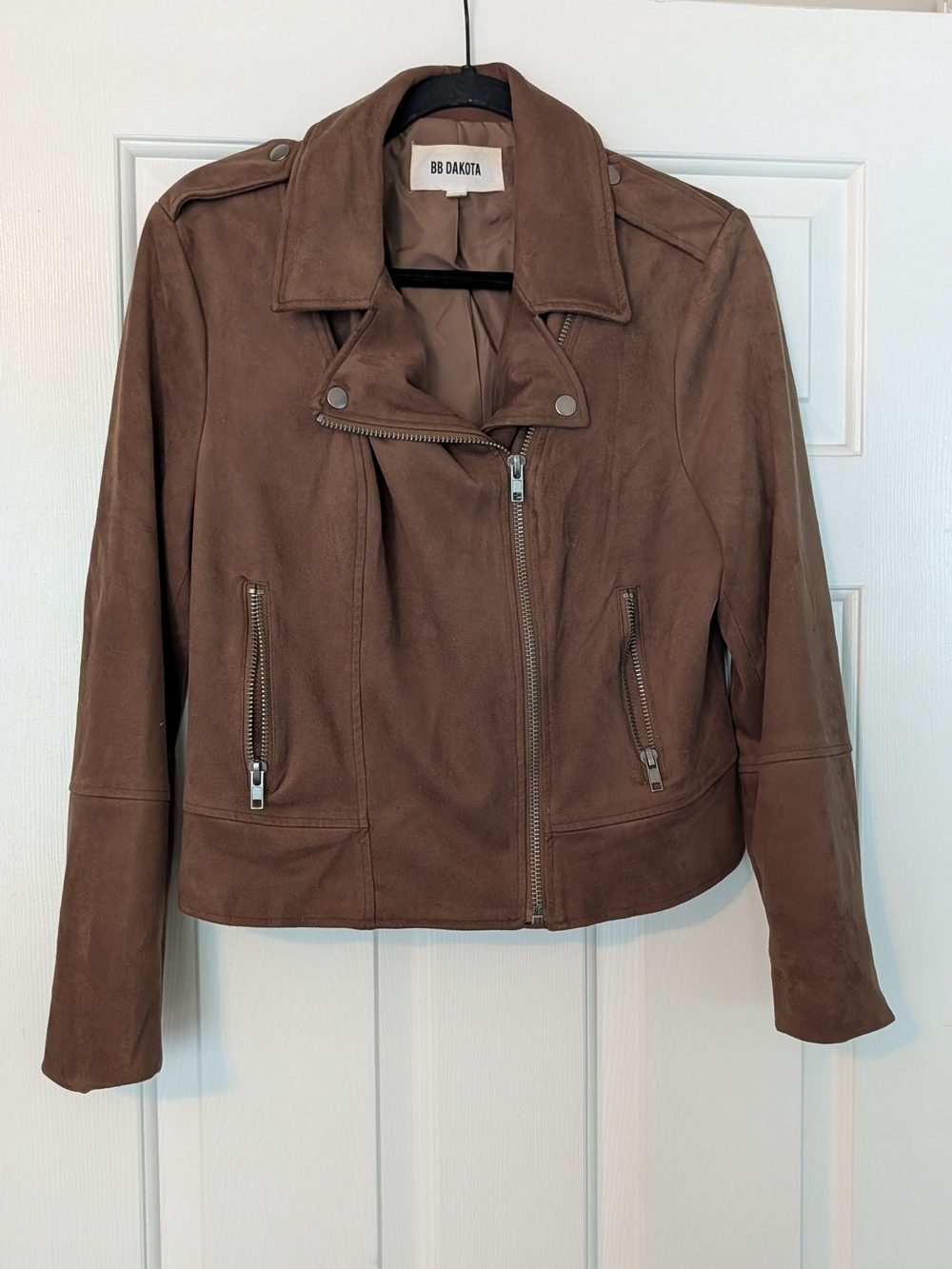 BB Dakota Brown Suede Asymmetric Moto Jacket